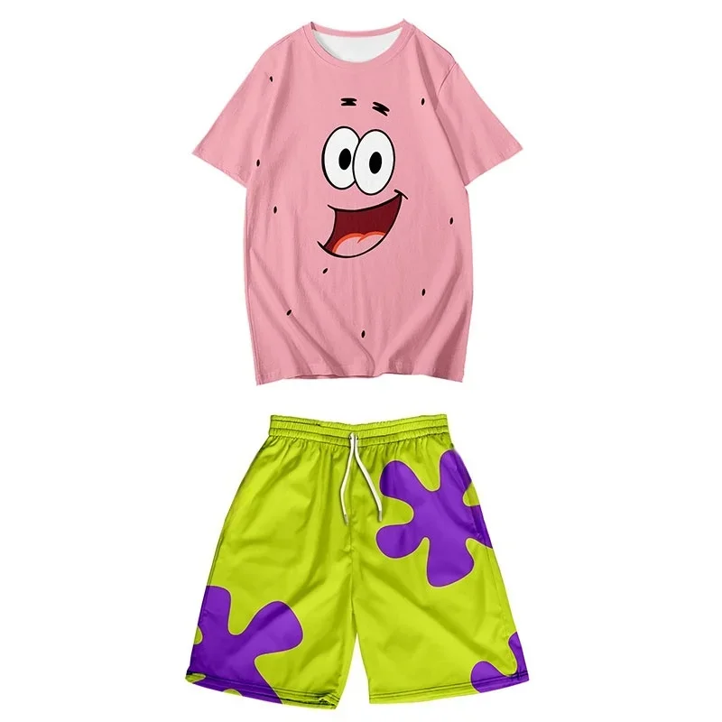 SpongeBob Schwammkopf Sternenmuster Kurzarm-T-Shirt und Shorts Set, Schnelltrocknend, Sommer- und Familienkleidung – Detail 4
