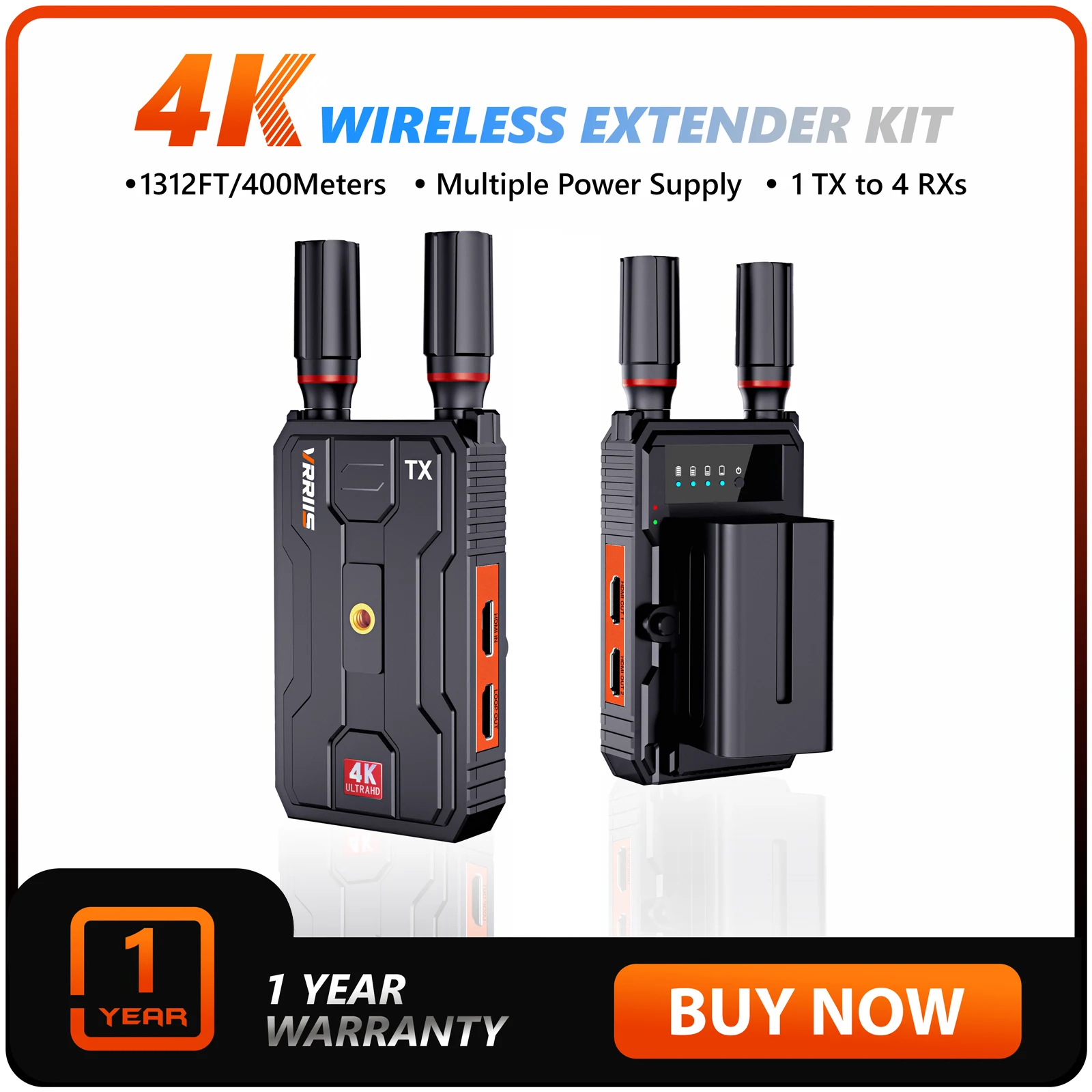 4K ワイヤレス HDMI エクステンダーキット ビデオ送信機と受信機 400m