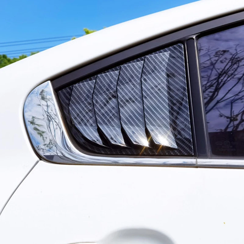 Car Rear Louver Window Side Shutter Cover Trim Sticker Vent Scoop Frame ABS Carbon Fiber Accessories For KIA Forte K3 2013-