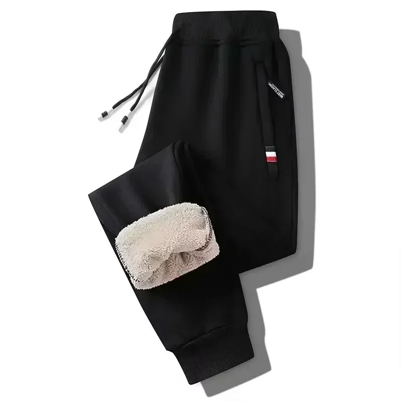 Men Casual Sports Pants Winter Lambswool Warm Fleece Straight Trousers Thermal Sweatpants Sportswear Tracksuit Quality Joggers casual sports pants