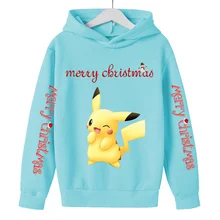 

Pokemoned Merry Christmas Sweater Cartoon Top Christmas Santa Claus Hoodie Cotton Children's Clothes Kids Boy Clothes noel