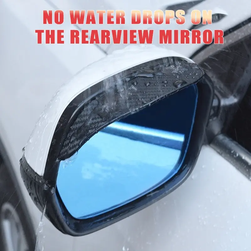 Rearview Mirror 2PCS Car Rain Eyebrow Carbon Fiber Pattern Universal Rain Shield Reversing Mirror