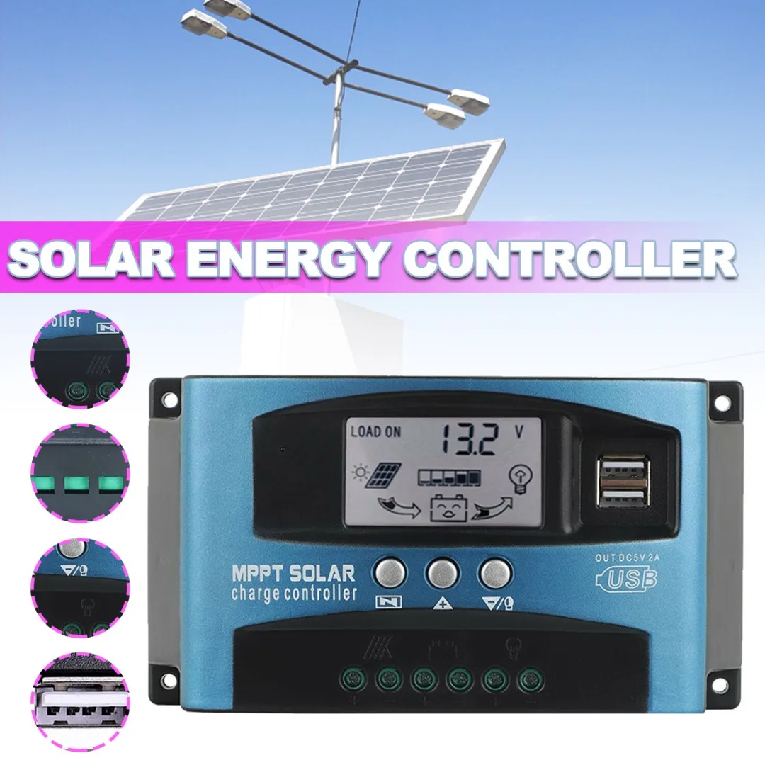 

Solar Controller 30A MPPT Solar Panel Regulator Battery Charger Controller 12/24V Dual USB Port