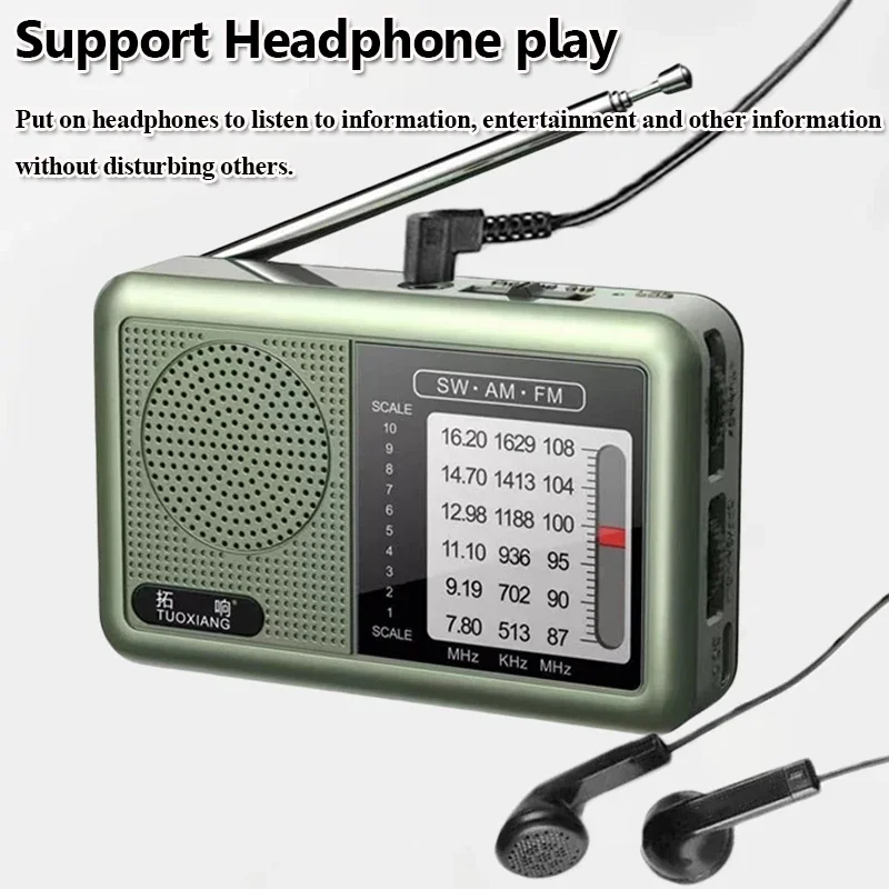FM AM SW 라디오 고감도 DSP 휴대용 라디오 수신기 내장형 대용량 스피커 지원 3.5mm 헤드폰 플레이어