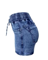 DongCMY Luxury fashion slim spring/summer new slim denim shorts women's high waist elastic waist lace-up hot pants - Image 5
