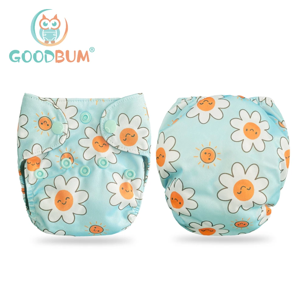 

Goodbum Happy Flowers Garden Double Gussets Adjustable Washable Cloth Diapers With Insert For 0-3 Months Newborn Diaper
