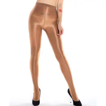 Women Shiny Oil Satin Stockings Sexy Tights Slim 70D Shaping Flash Pantyhose Glitter High Waist Reflective Compression Stockings