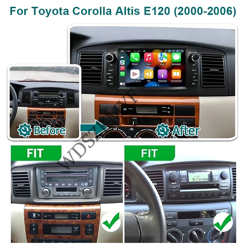 Car Radio Android13 For Toyota Corolla E120 2003-2013 BYD F3 Carplay Multimedia 7'' Player 2Din Autoaudio BT WIFI Navigation GPS