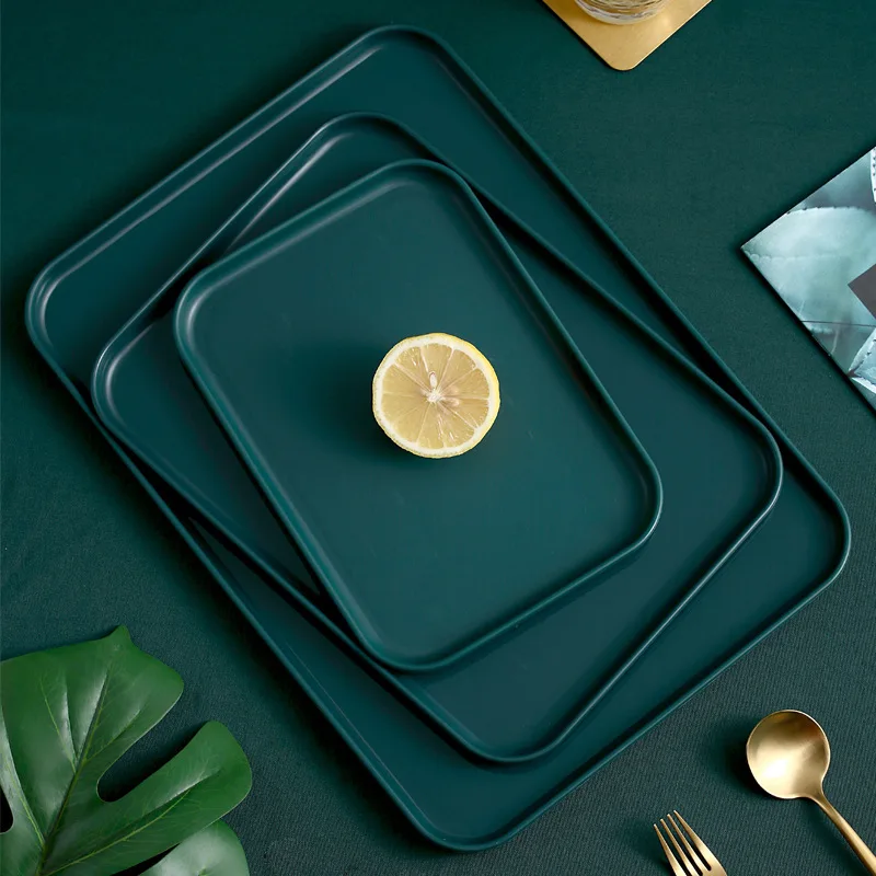 Nordic Style Food Storage Tray Rectangular Shallow Plate Creative Fruit Bread Barbecue Pastry Dishes Kitchen Utensil 3