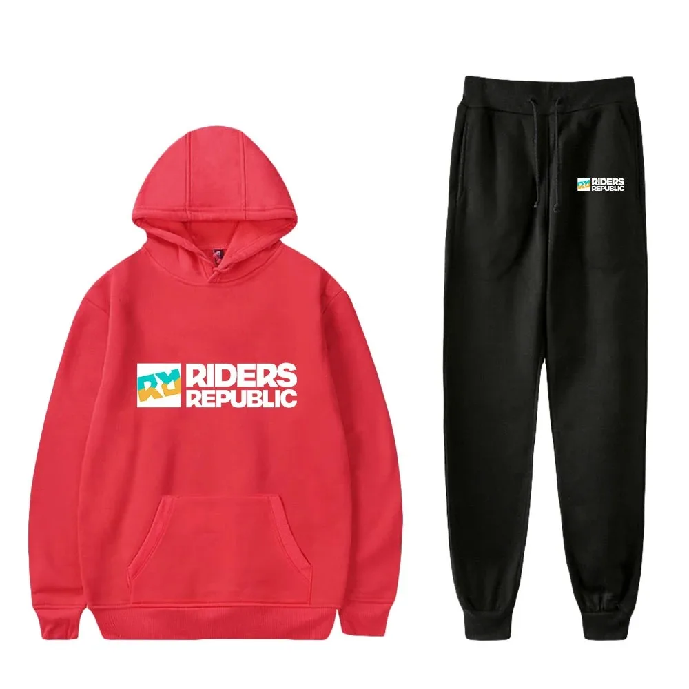 Riders Republic Merch Two Piece Set Unisex Hoodies Sweatpants 2022 Esporte Jogo Jovem Roupas Homens Terno das Mulheres 2024