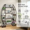 Redlife Large Oval Bookshelf 70'' Tall Open 5 Tier Industrial Bookcase Modern Bookshelves Display Shelves for Office Living Room 5