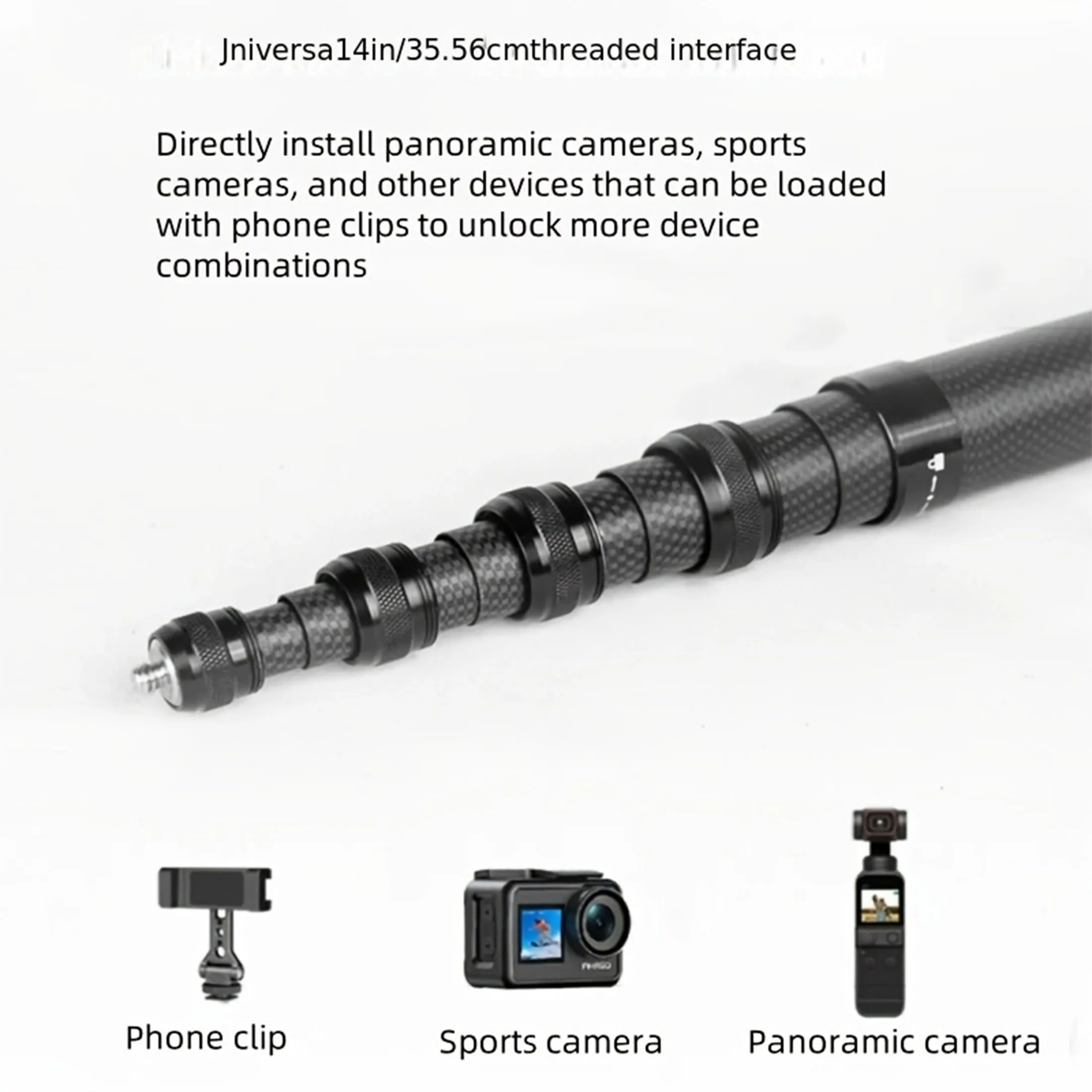 Sports Camera Selfie Stick Ultra Long 5M /197 Inch Extension Carbon Fiber Invisible For Insta360 X4 Insta 360 X3 ONE X/ONE X2/ ONE R RS X3
