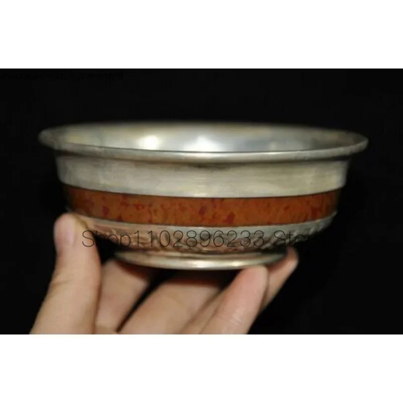 

4,2 дюймовый нефритовый тибетский серебряный бокал для чайной чаши с восьми драконами бокал для вина R