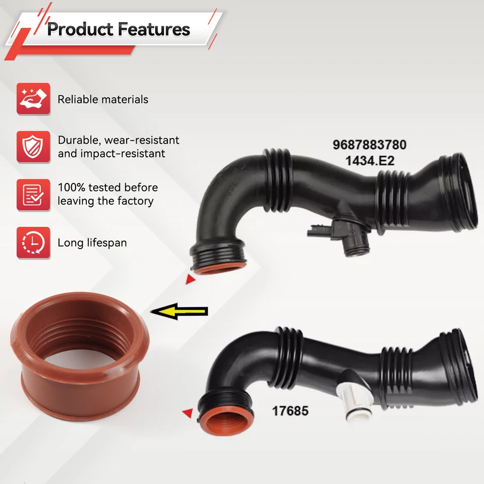 TURBORURY Compatible/Replacement For Turbo INTERCOOLER Hose Pipe Citroen C4 DS3 C4 Picasso DS4 DS5 PEUGE0T 208 308 2008 3008 5008 1.6 HDI 1440.N5 1440N5 1440.N4 1440N4