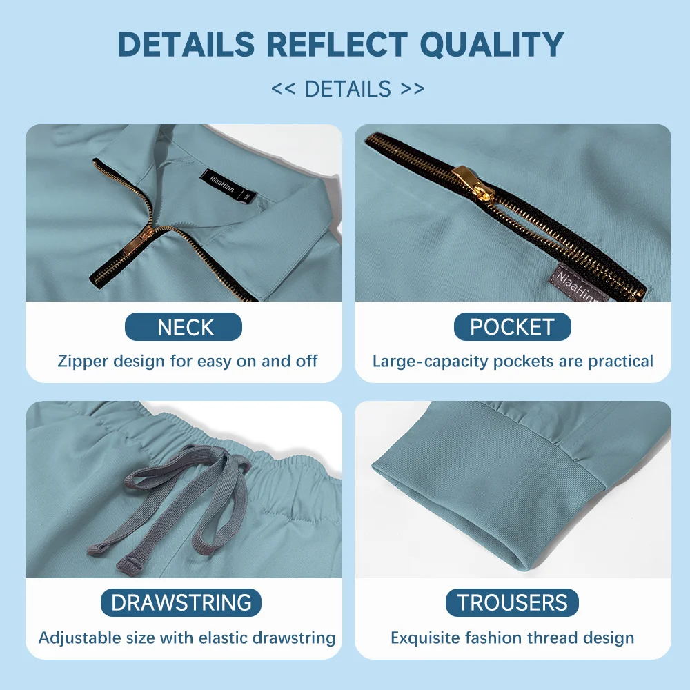 Fashion Scrub Suit Hospital Doctor Nurse Working Scrub Uniform Solid Color Unisex Surgical Set Women Joggers medical uniform
