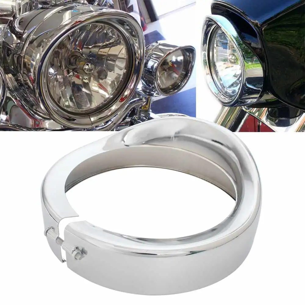 

Motorcycle 7 Inch Headlight Visor Style Trim Ring Headlamp Bezel Cover For Harley Touring Road King Electra Glide Softail Trike