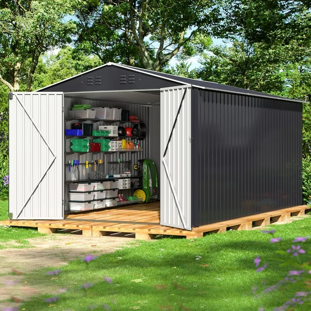

Outdoor Storage Shed, Metal Garden Shed with Updated Frame Structure, Tool Sheds for Backyard Garden Patio Lawn