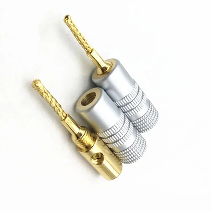 4Pcs/lot 2MM Copper Wire Gold-Plated Welding-Free Banana Plug Speaker Wire Plug Braided Wire Plug Connector Terminals