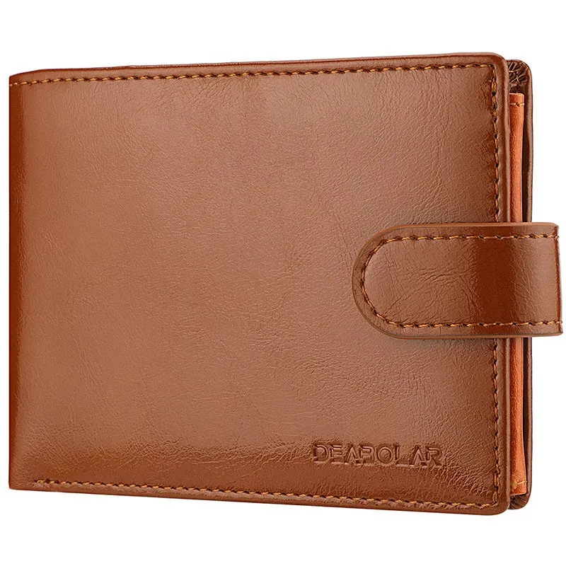 Men's Wallet Rfid Vintage Oil Wax Leather Threefold Wallets for Men Credit Card Holder Purse Money Bag Wallet Man - 3