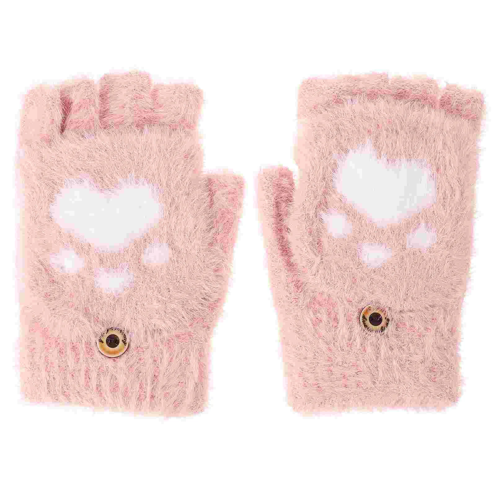 

1 Pair Winter Warm Knitted Mittens Gloves Convertible Flipping winter gloves