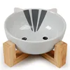 Ceramic Dog Bowl Raised Round Dog Cat Bowl No Spill Pet Dish for Food Water Feeding Cute Cartoon Printed Pet Dog Elevated Dish 4