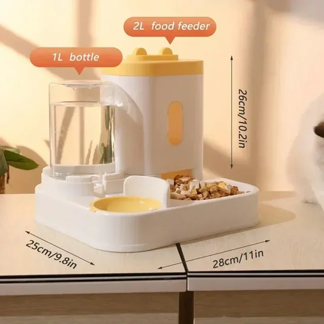 Automatic 2-in-1 Feeder Dog Cat Food Bowl And Water Feeding Device Pet Large Food Dispenser Puppy Pet Kitten Bowl Accessories 2 6