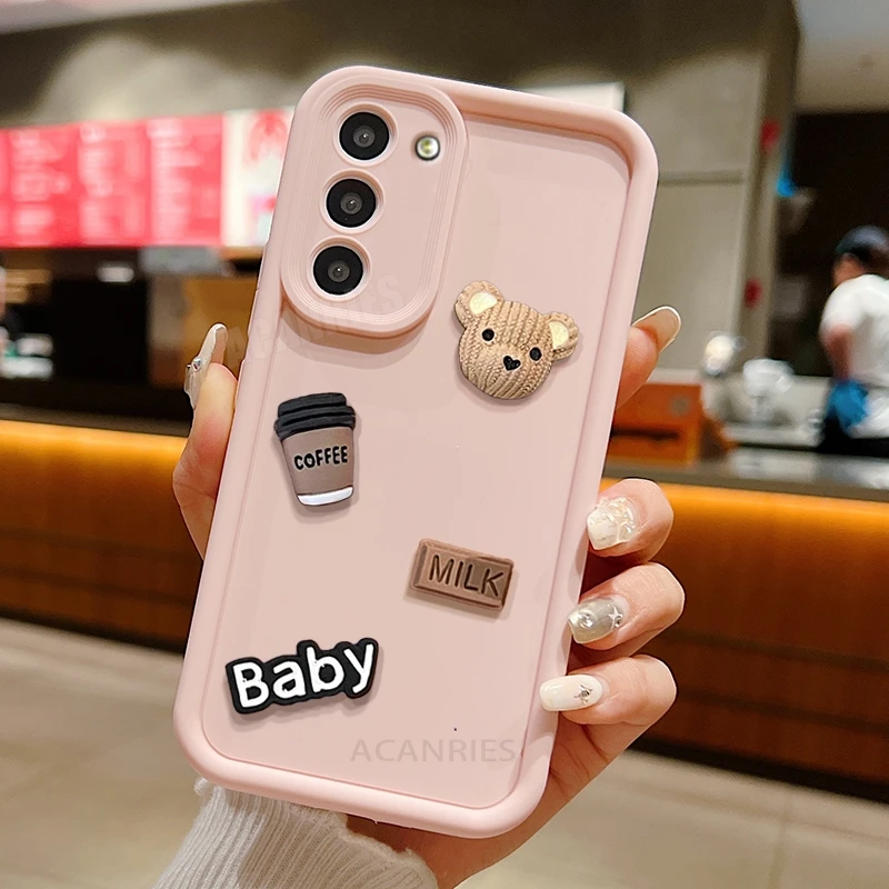 S 21 22 23 24 Cute Cartoon 3D Bear Silicone Case For Samsung