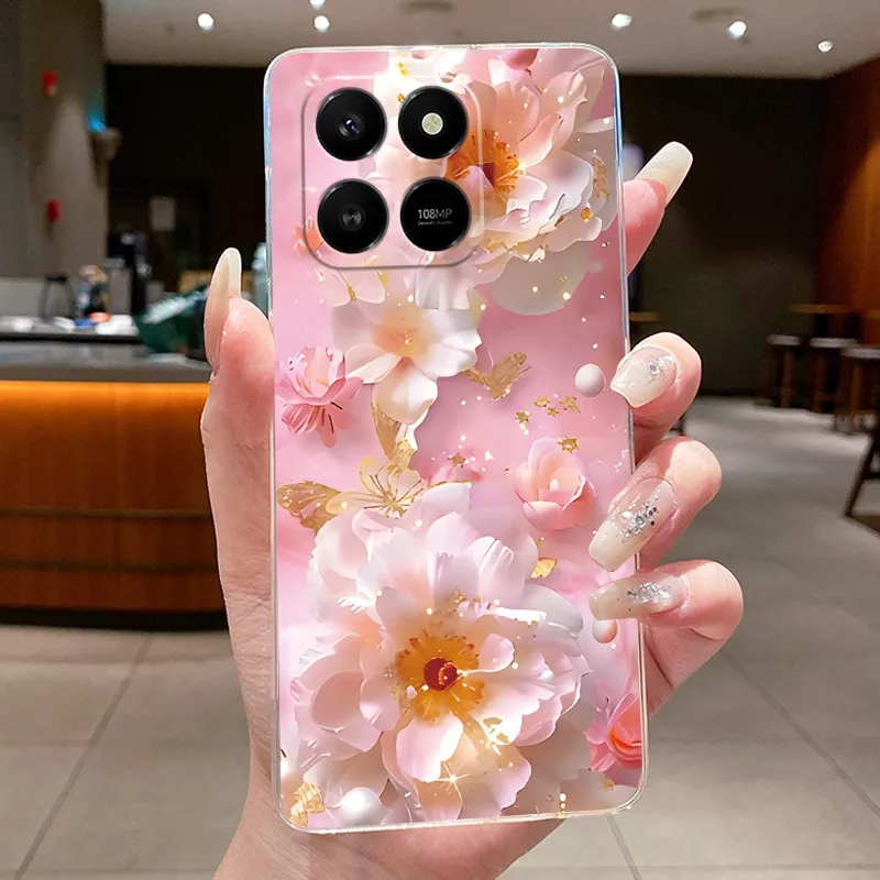 Luxury Butterfly Flower Clear Soft TPU Silicone Phone Case - Fashionable Transparent Cover