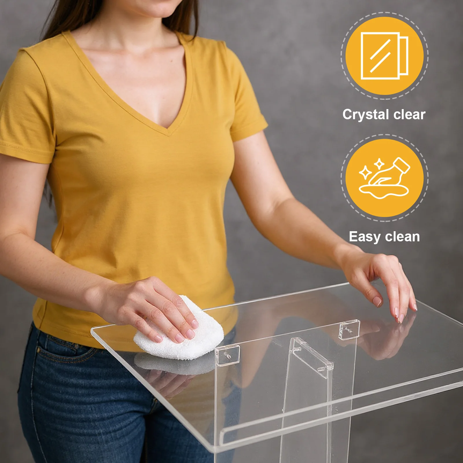 Clear Acrylic Podium 43.31'' H Portable Pulpits with Storage for Public Speaking Church School Office