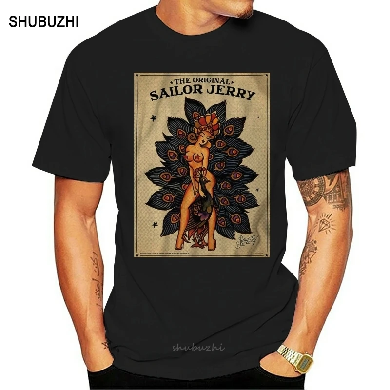 Rum Inspired Sailor Jerry Rum Tattoo Lady Peacock Tshirt T Shirt Mens