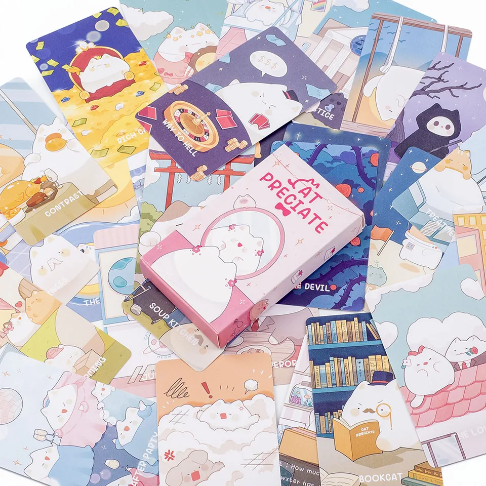 Cat Preciate タロット 48 カード (22 メジャー & 26 オラクルカード
