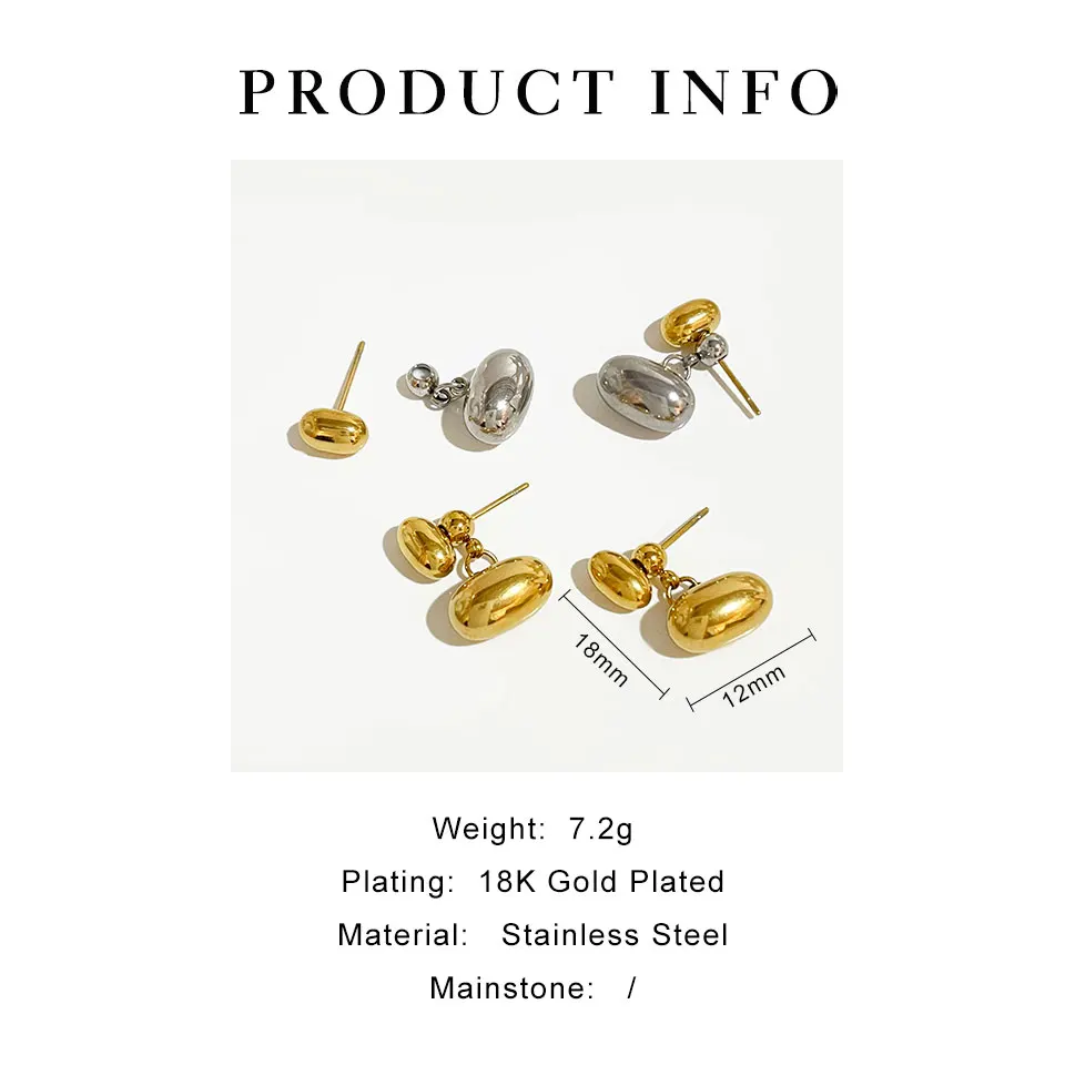 GHIDBK Minimal Two Tone Silver Gold Plated Ear Jacket Earrings Female Double Dot Earring Stainless Steel Tarnish Free Jewelry