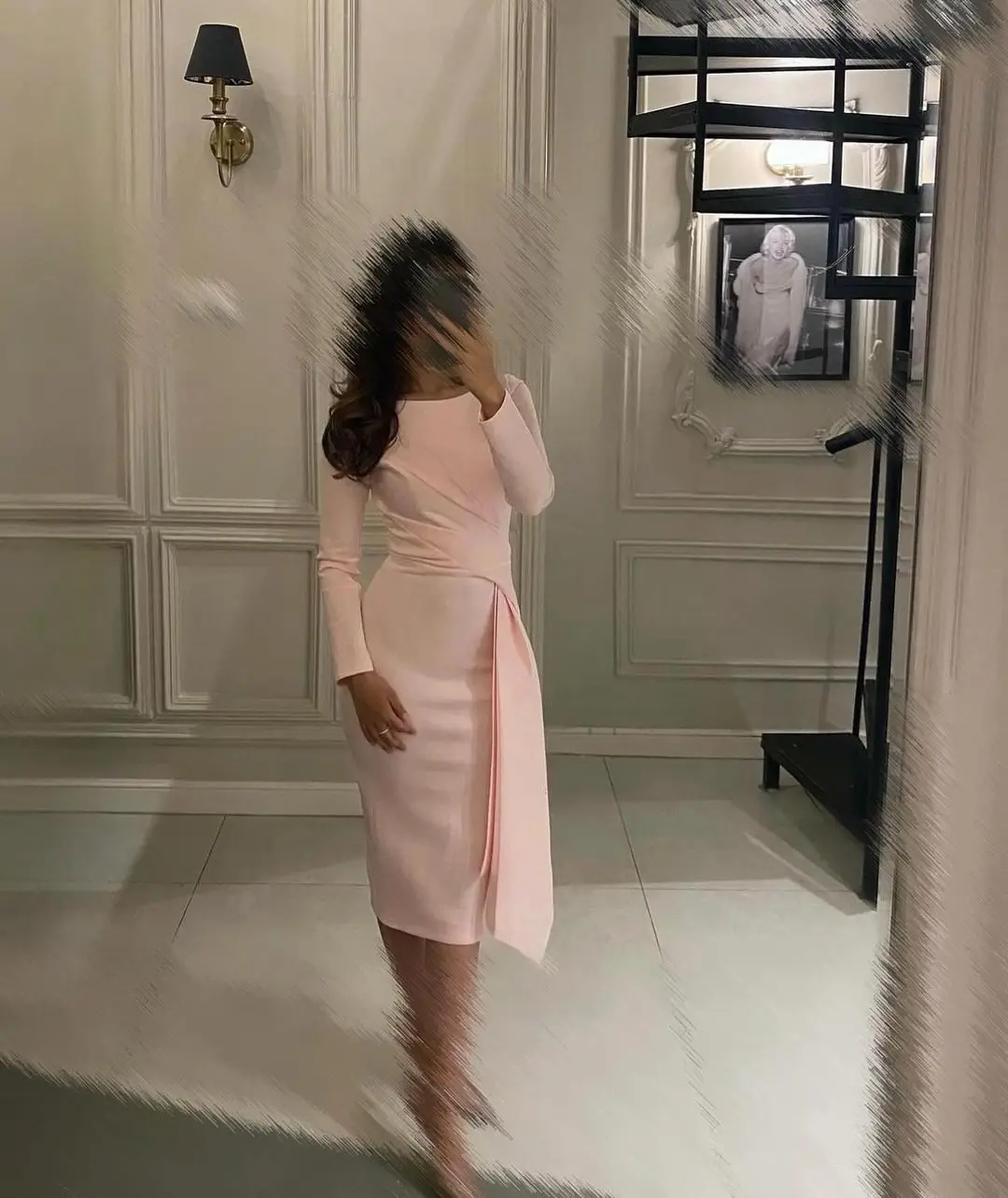 

Sapmae O-neck Full Sleeve Sheath Pink Zipper Up Tea-length SatinSimple Prom Evenning Cocktail Formal Dress For Women In 2024