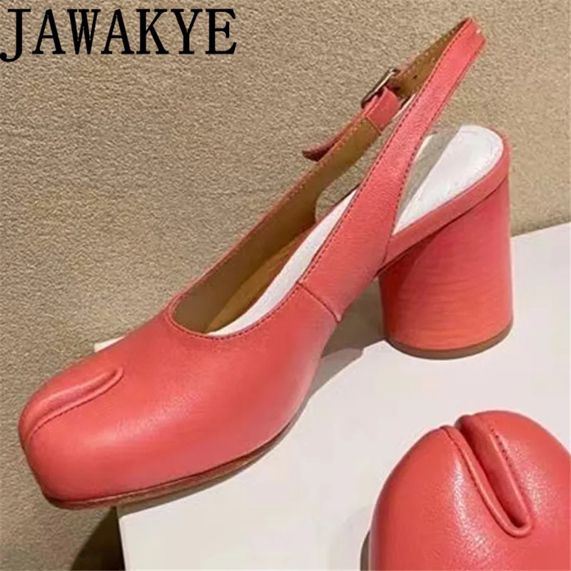 

Designer New Genuine Leather Split Toe Shoes Women Round Heel Brand Shoes Women Spring Autumn Party Dress Shoes Tabi Loafers
