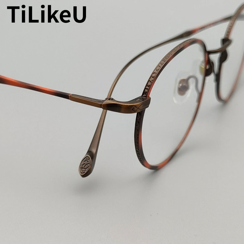

Quality Pure Titanium Eyeglass Frames for Men Women Retro Round Glasses Myopia Anti-blue Light Eyeglasses Frame Spectacle 2024