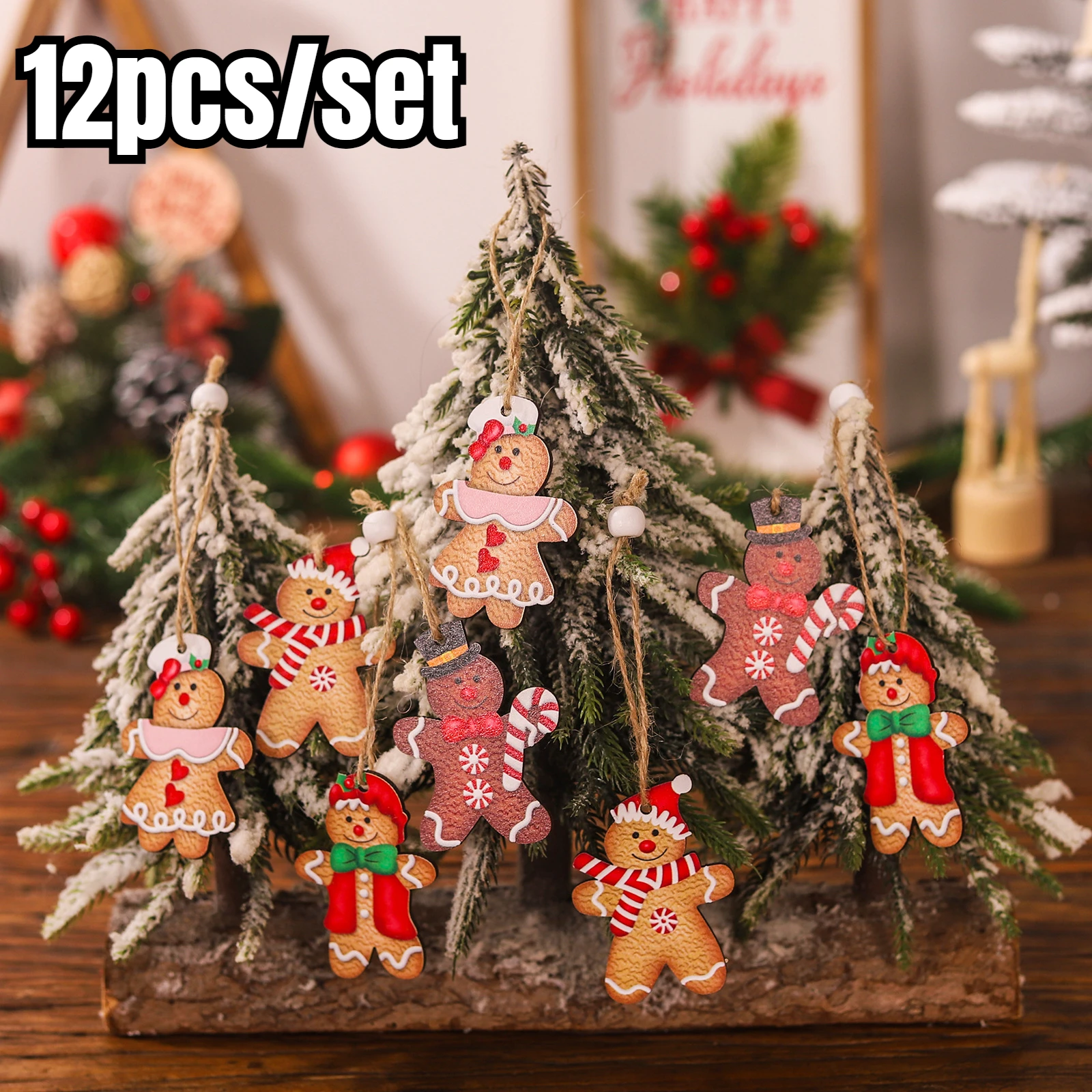 

Gingerbread Man Wooden Ornaments Xmas Tree Hanging Pendant Christmas Tree Decorations Cute Funny Kid Gift 2023 Navidad Decor