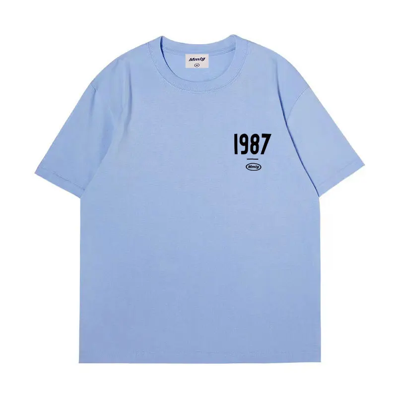 여름 신상 핫 피규어 심플리티 넘버스 1987 프린트 코튼 남성 및 여성 티셔츠 패션 캐주얼 쇼핑 셔츠 반팔