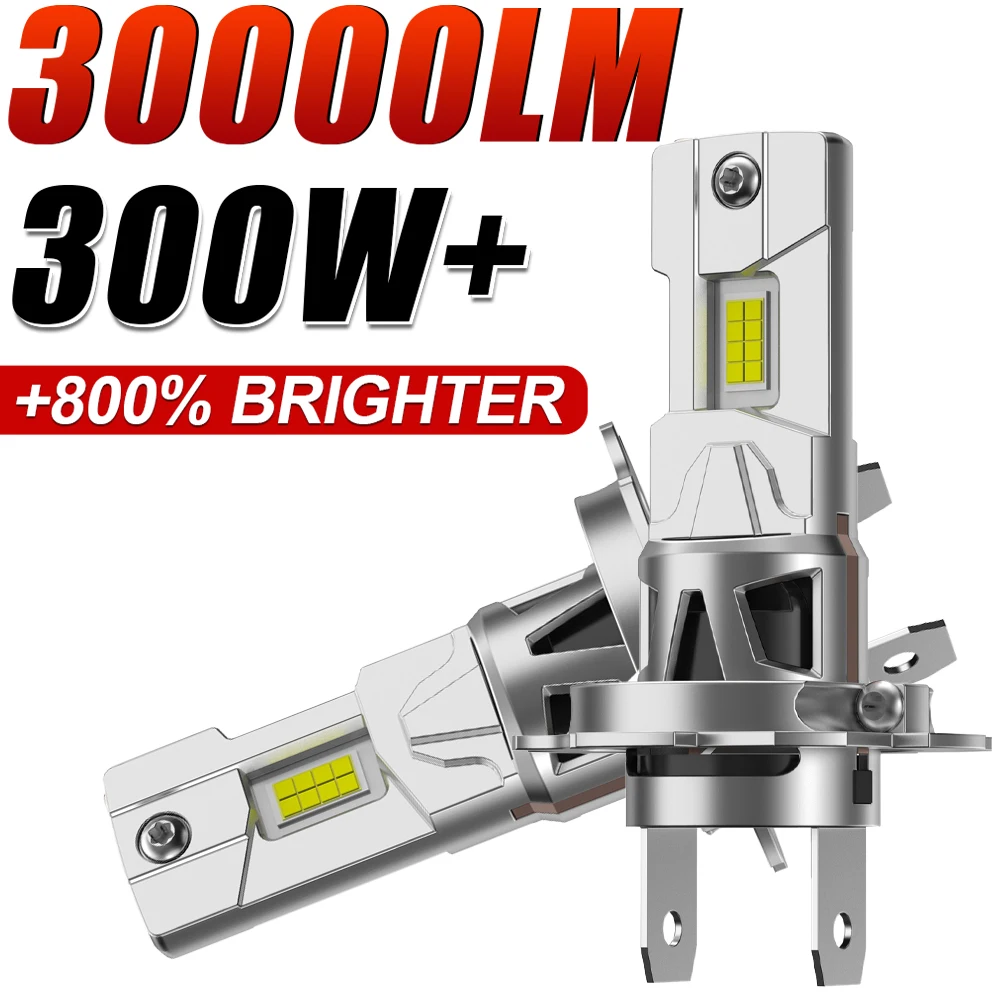 2Pcs 300W Turbo H7 LED Car Headlights 6000K White