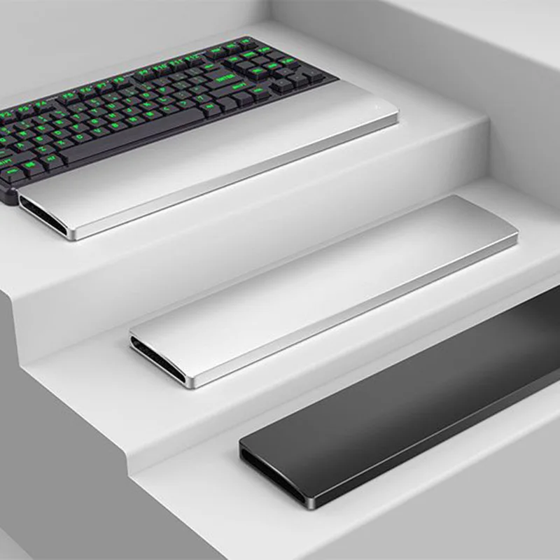 

Aluminium Alloy Mechanical Keyboard Wrist Rest Pad Mat Cool Hand Wrist Support 87 104 Keys Keyboard Pads with Non Slip Feet