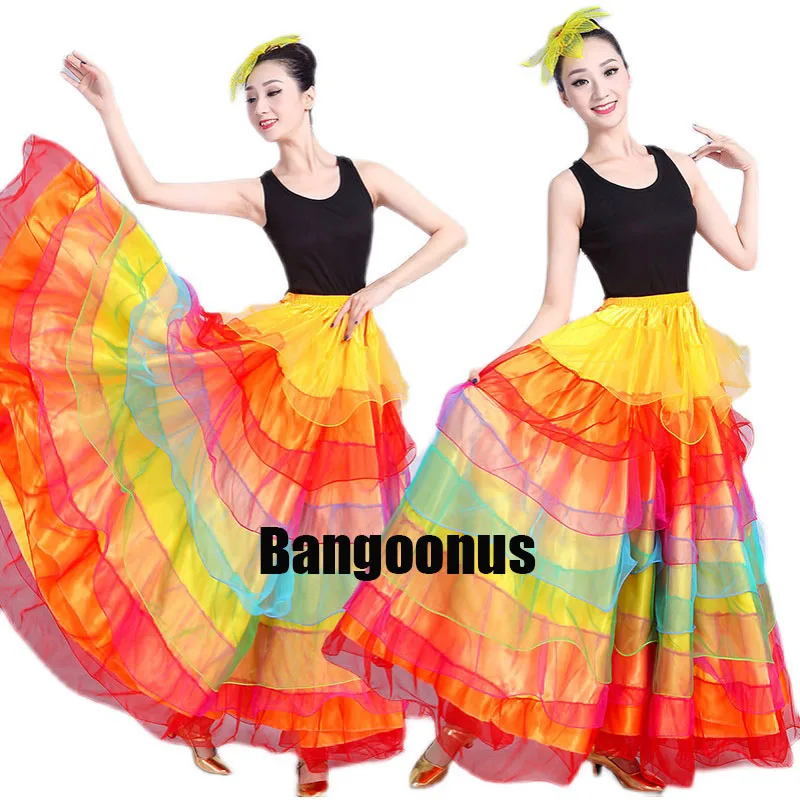 

New 2022 Spanish Bullfighting Dance Skirt Belly Dance Skirt Opening Dance Big Swing Skirt Performance Costume Costumes For Woman