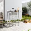 Single Bowl Stainless Steel Utility Sink With Drainboard,Commercial Kitchen Sink For Laundry, Backyard, Garage, Restaurant 1