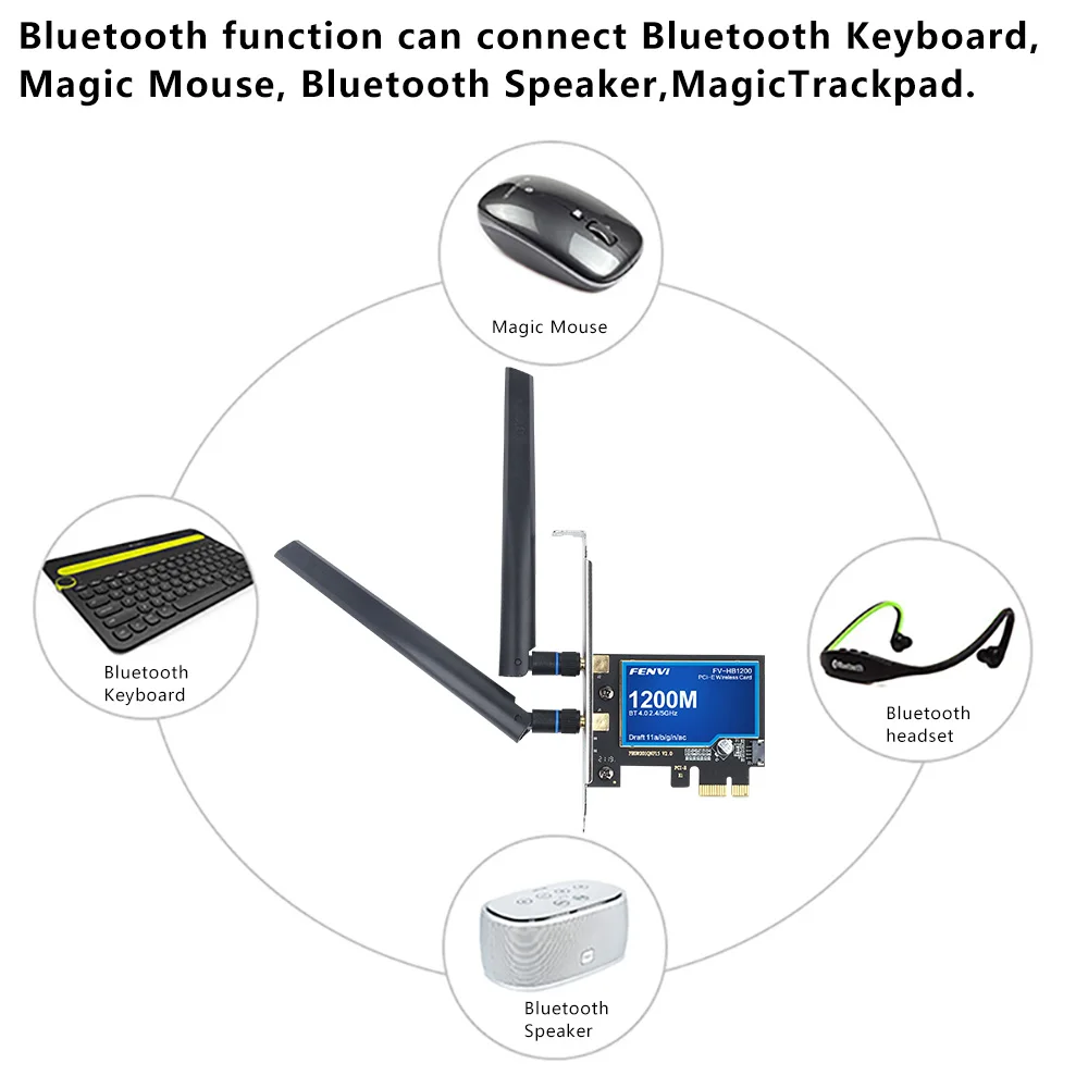 FV-HB1200 WIFI Wireless Card Dual Band 2.4G/5G BCM94360CS2 Bluetooth-compatible4.0 802.11AC For MacOS Airdrop Handoff Hackintosh