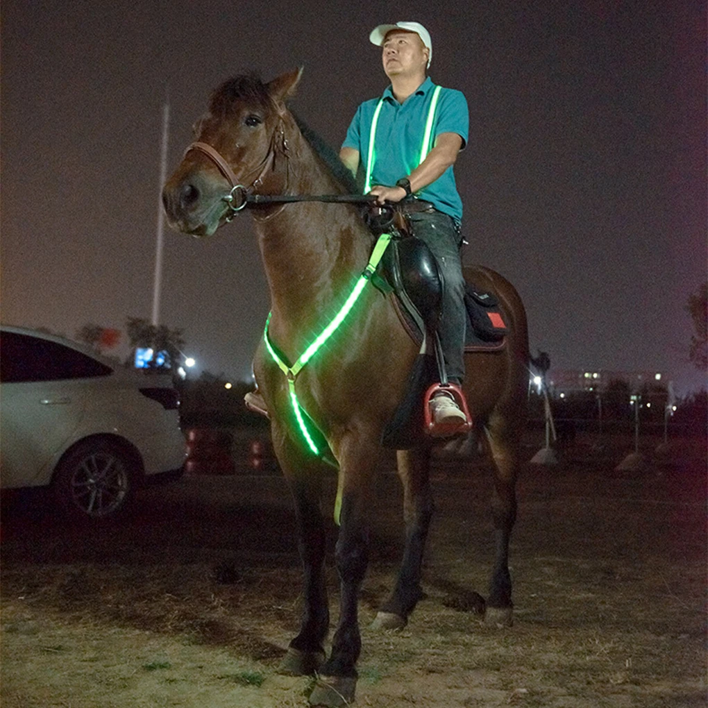 

LED Horse Harness Horse Webbing Harness Collar Breastplate Adjustable Night Visible Chest Belt Safe Riding Equipment