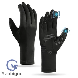 Thermal Touch Screen Ski Glove Liners - Unisex Lightweight Winter Gloves - L (Black)