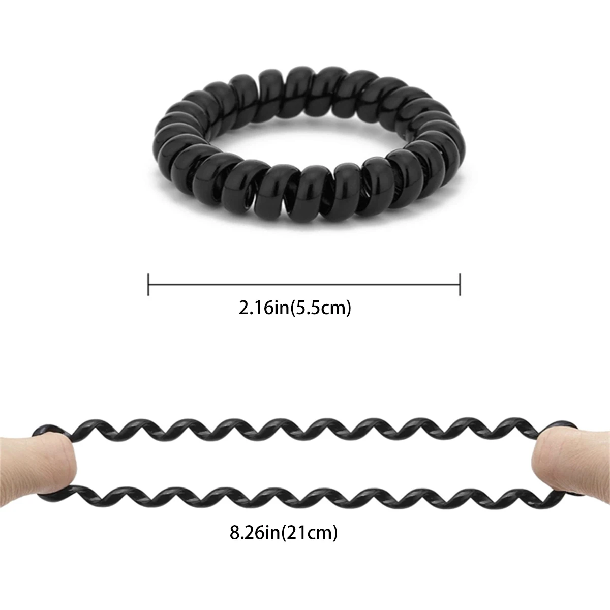Elegant Black Spiral Hair Ties Set - Elastic Hair Bands & Scrunchies Collection