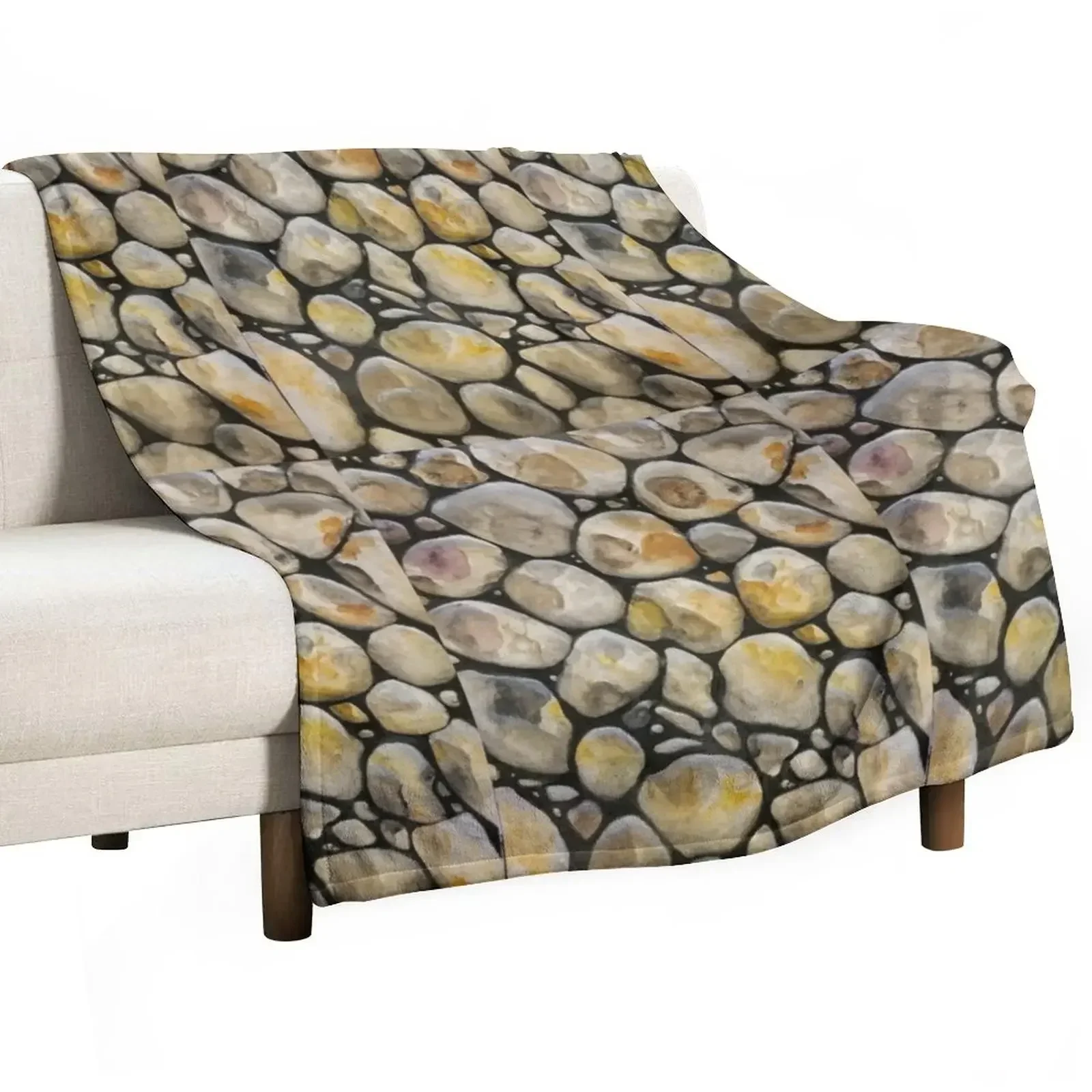 

Hand Painted Rocks On The Riverbank Throw Blanket cosplay anime Furrys Soft Plush Plaid Large Blankets