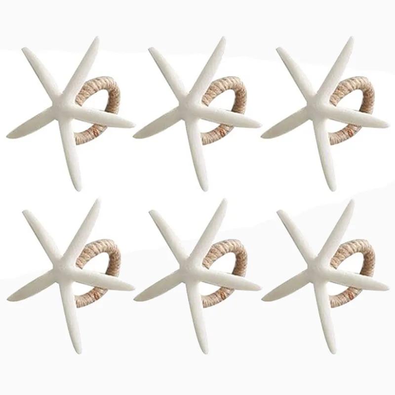 Napkin Rings Set Of 6 Sea Star Ring For Starfish Serviette Tables Wedding Birthday Banquet Christmas | Дом и сад