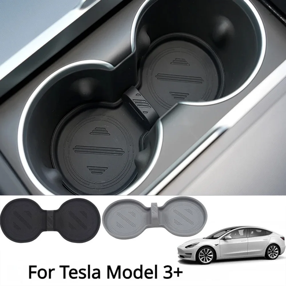 

For Tesla Model 3 Highland 2024 Water Cup Mat Coasters Slots Non-Slip Mat Waterproof Drink Pad Center Console Interior Accessor