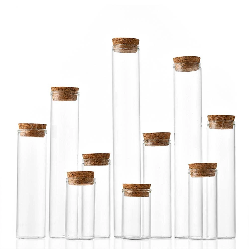 10ml/15ml/20ml/30ml/40ml/50ml/55ml/60ml/80ml/100ml 코르크 마개 Dragees 항아리 병코르크가있는 작은 유리 테스트 튜브 20 개