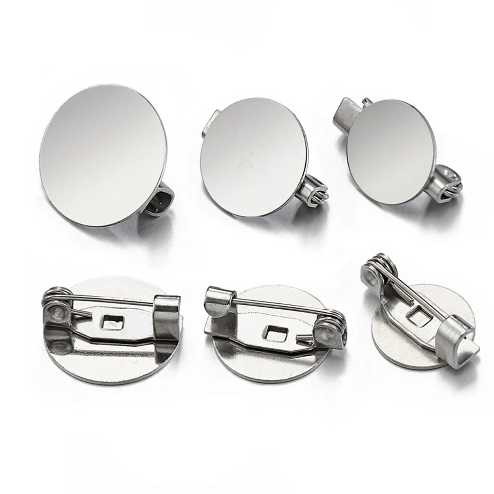 10 Pièces/lot 6/8/10 Mm En Acier Inoxydable Rond Pad Plateau Boutons De